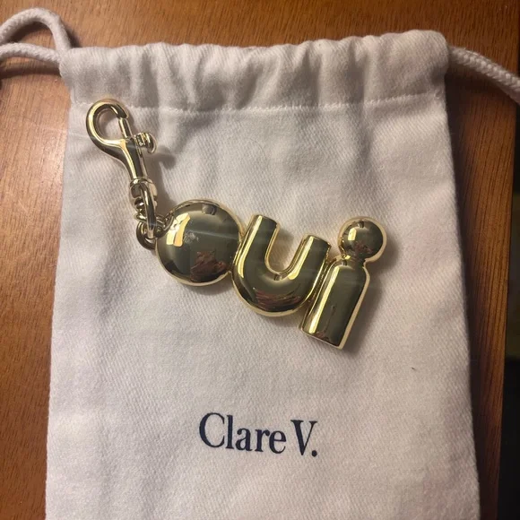 Clare V Gold 'Oui' Mylar Keychain Fob - Picture 2 of 3